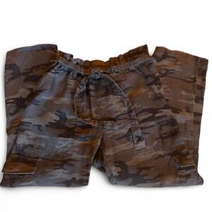 💜 Anthropologie | Sanctuary Linen Standard Surplus Tie Belt Pants - Camo (31)
